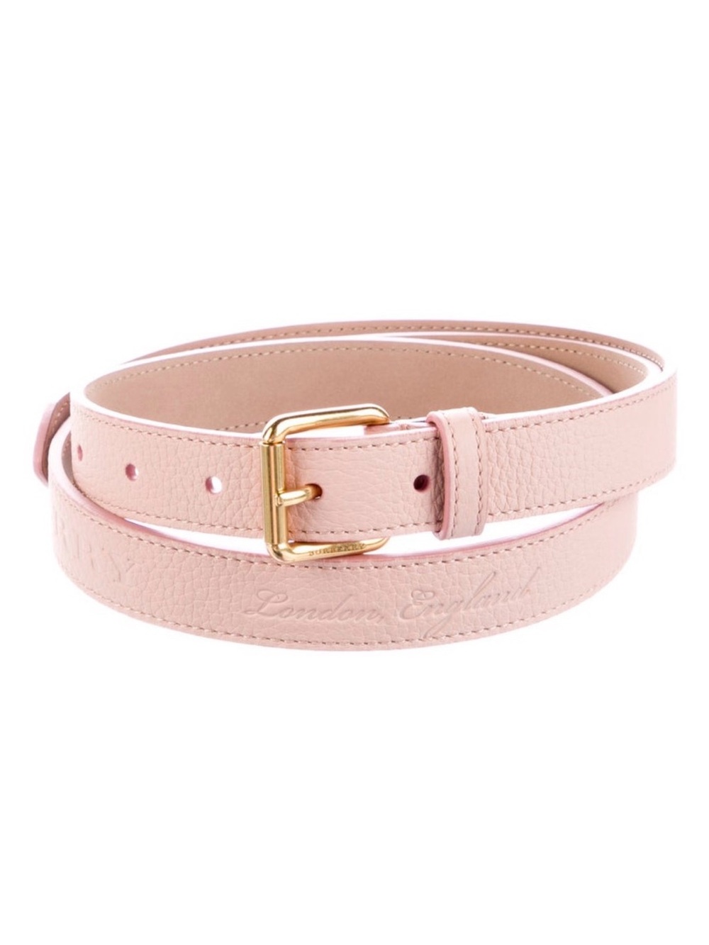 Burberry Blush Pink Leather Belt with Gold Buckle